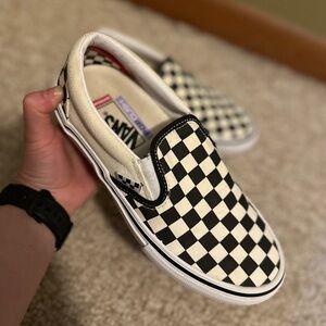 Checkered Vans Slip-Ons